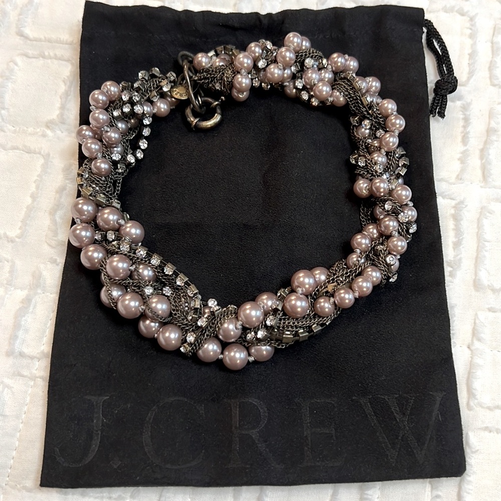 J. Crew Lavender Pearls, Rhinestones, & Chains 20” Necklace